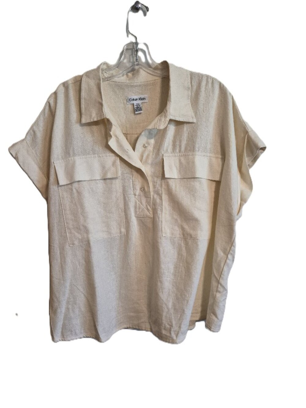 Calvin Klein Linen Blend Lightweight Langen Boxy Blouse XL